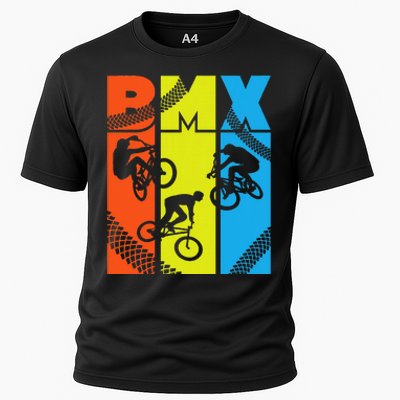 Vintage Retro Bmx Funny Bmx Rider Bicycle Motocross Cooling Performance Crew T-Shirt