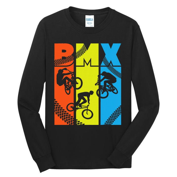 Vintage Retro Bmx Funny Bmx Rider Bicycle Motocross Tall Long Sleeve T-Shirt