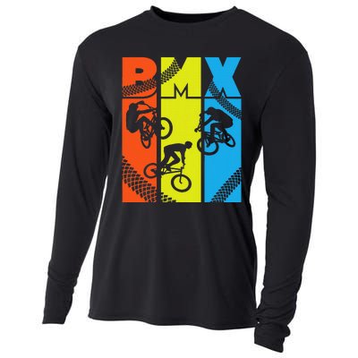 Vintage Retro Bmx Funny Bmx Rider Bicycle Motocross Cooling Performance Long Sleeve Crew