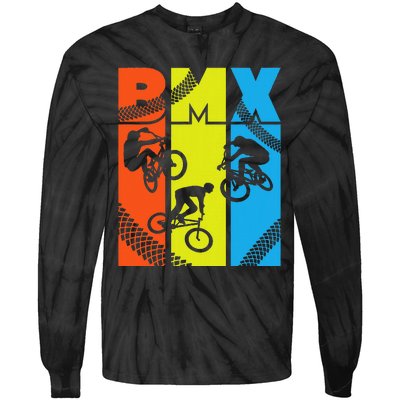 Vintage Retro Bmx Funny Bmx Rider Bicycle Motocross Tie-Dye Long Sleeve Shirt