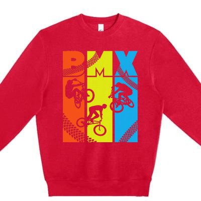 Vintage Retro Bmx Funny Bmx Rider Bicycle Motocross Premium Crewneck Sweatshirt