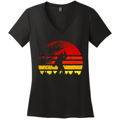 Vintage Retro Bigfoot Believe Women's V-Neck T-Shirt