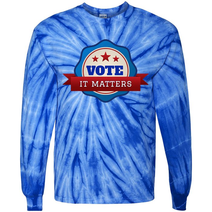 Voter Registration Badge Vote It Matters Election Midterm Tie-Dye Long Sleeve Shirt