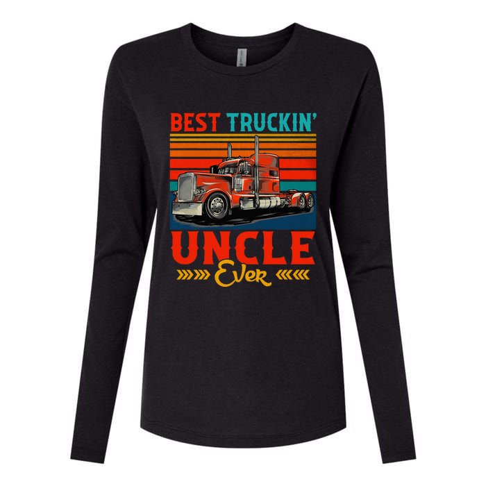 Vintage Retro Best Truckin Uncle Ever Funny Truck Driver Womens Cotton Relaxed Long Sleeve T-Shirt