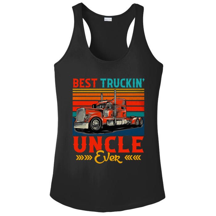 Vintage Retro Best Truckin Uncle Ever Funny Truck Driver Ladies PosiCharge Competitor Racerback Tank