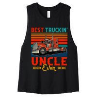 Vintage Retro Best Truckin Uncle Ever Funny Truck Driver Women's Racerback Cropped Tank