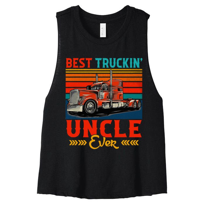 Vintage Retro Best Truckin Uncle Ever Funny Truck Driver Women's Racerback Cropped Tank