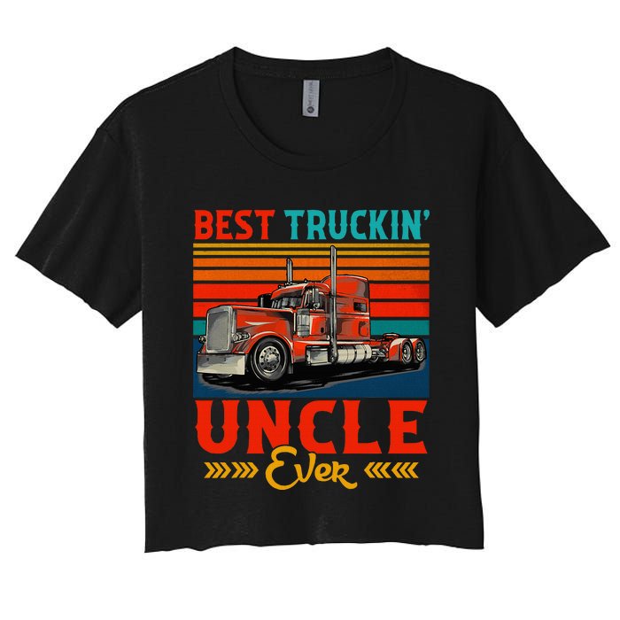 Vintage Retro Best Truckin Uncle Ever Funny Truck Driver Women's Crop Top Tee