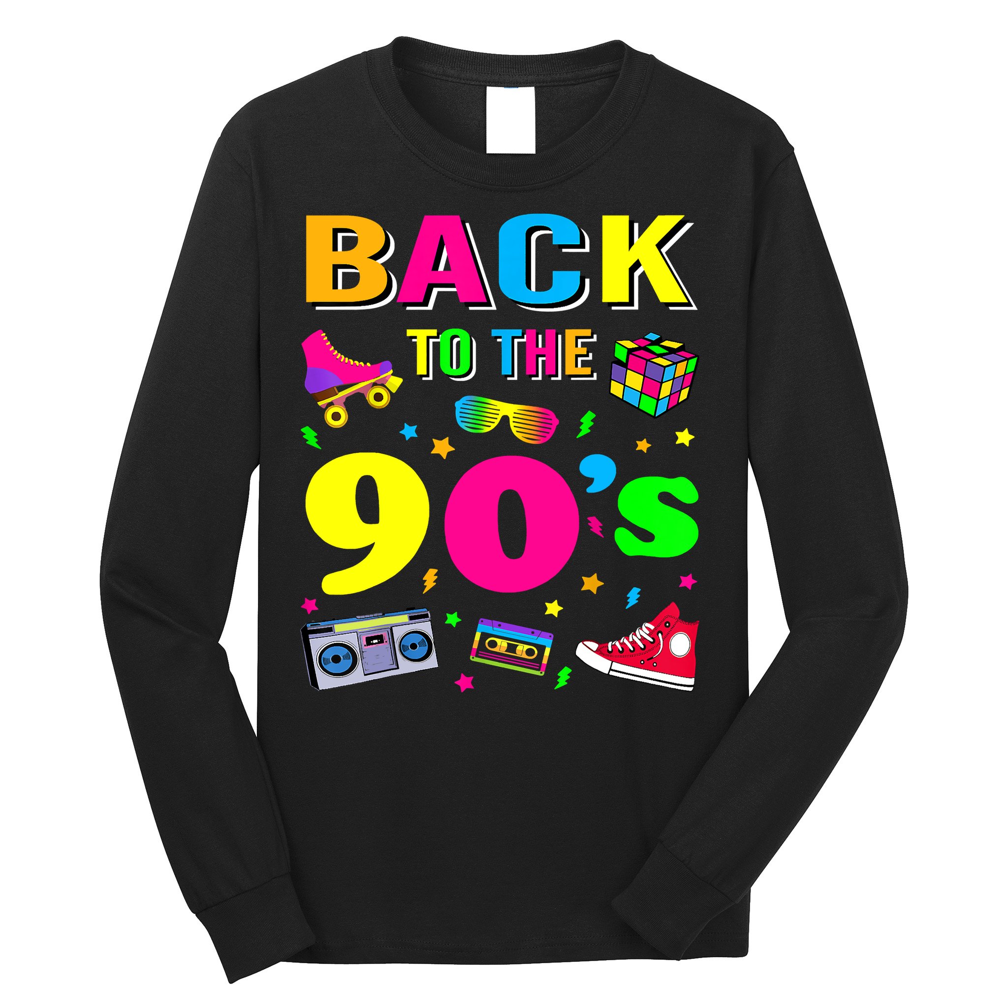Vintage Retro Back To 90's Graphic Design Long Sleeve Shirt