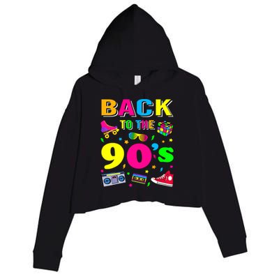 Vintage Retro Back To 90's Graphic Design Crop Fleece Hoodie