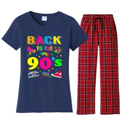 Vintage Retro Back To 90's Graphic Design Women's Flannel Pajama Set