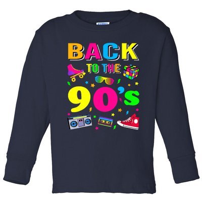 Vintage Retro Back To 90's Graphic Design Toddler Long Sleeve Shirt