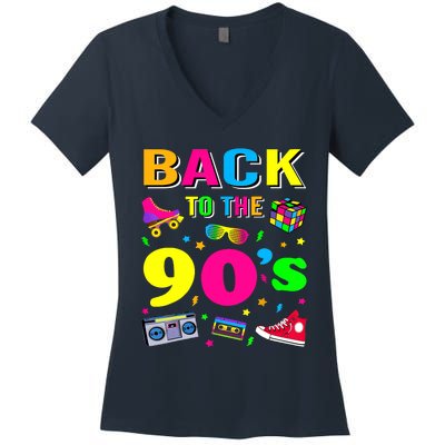 Vintage Retro Back To 90's Graphic Design Women's V-Neck T-Shirt