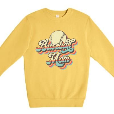 Vintage Retro Baseball Mom Gift Premium Crewneck Sweatshirt