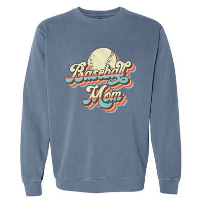 Vintage Retro Baseball Mom Gift Garment-Dyed Sweatshirt