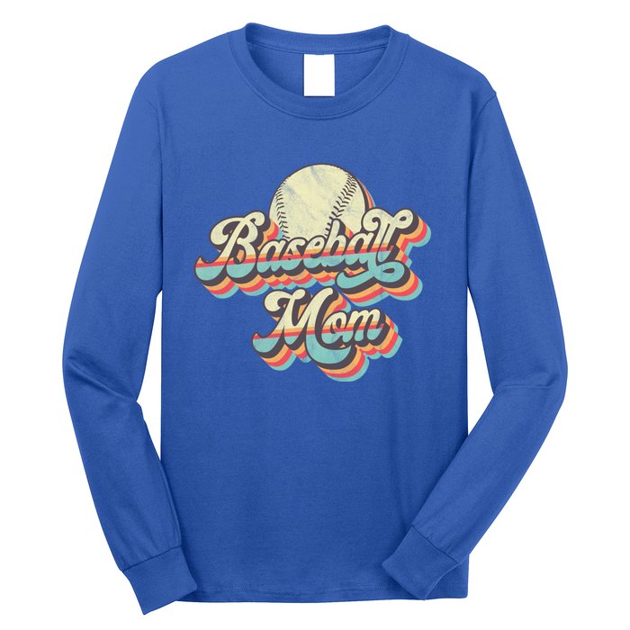 Vintage Retro Baseball Mom Gift Long Sleeve Shirt