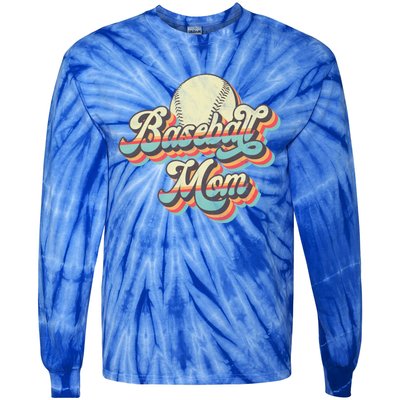 Vintage Retro Baseball Mom Gift Tie-Dye Long Sleeve Shirt