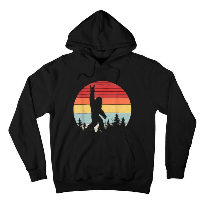 Vintage Retro Bigfoot Rock And Roll Tall Hoodie