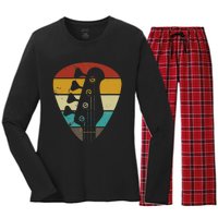 Vintage Retro Bass Guitar Guitarist Music Lover Women's Long Sleeve Flannel Pajama Set 