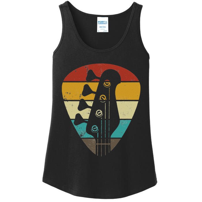 Vintage Retro Bass Guitar Guitarist Music Lover Ladies Essential Tank