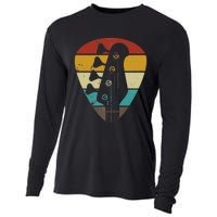 Vintage Retro Bass Guitar Guitarist Music Lover Cooling Performance Long Sleeve Crew