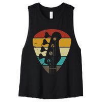 Vintage Retro Bass Guitar Guitarist Music Lover Women's Racerback Cropped Tank