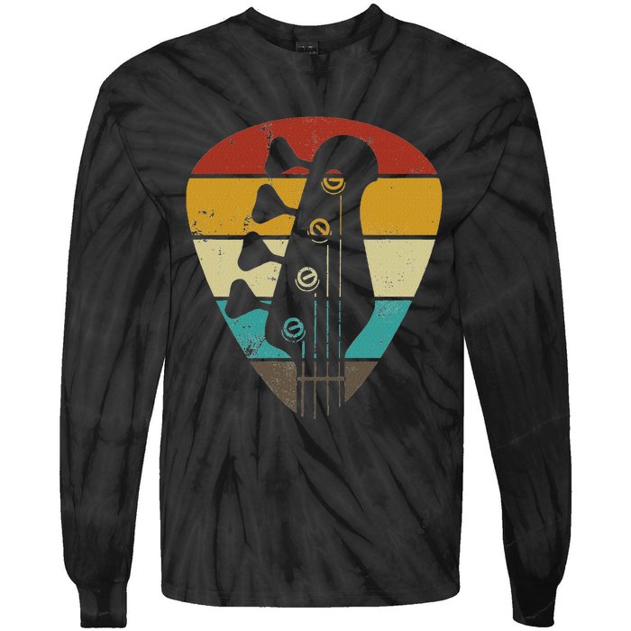 Vintage Retro Bass Guitar Guitarist Music Lover Tie-Dye Long Sleeve Shirt