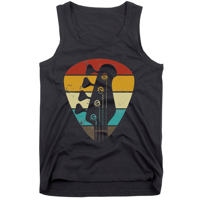 Vintage Retro Bass Guitar Guitarist Music Lover Tank Top