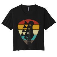 Vintage Retro Bass Guitar Guitarist Music Lover Women's Crop Top Tee