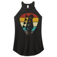 Vintage Retro Bass Guitar Guitarist Music Lover Women's Perfect Tri Rocker Tank