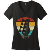 Vintage Retro Bass Guitar Guitarist Music Lover Women's V-Neck T-Shirt