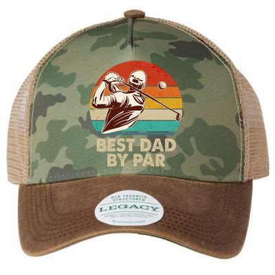 Vintage Retro Best Dad By Par Golfing Fan Legacy Tie Dye Trucker Hat