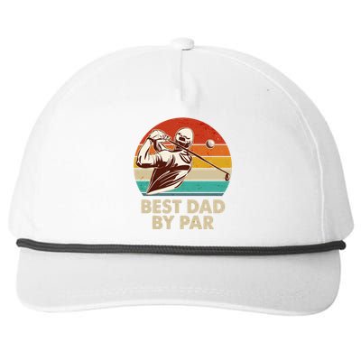 Vintage Retro Best Dad By Par Golfing Fan Snapback Five-Panel Rope Hat