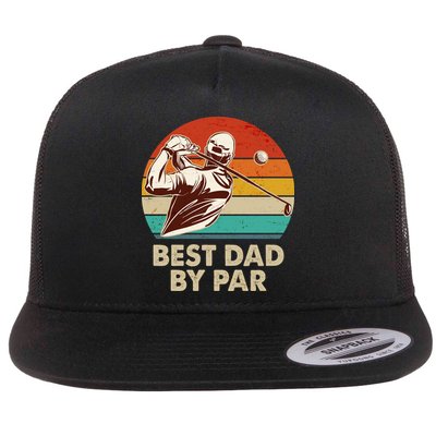 Vintage Retro Best Dad By Par Golfing Fan Flatbill Hat