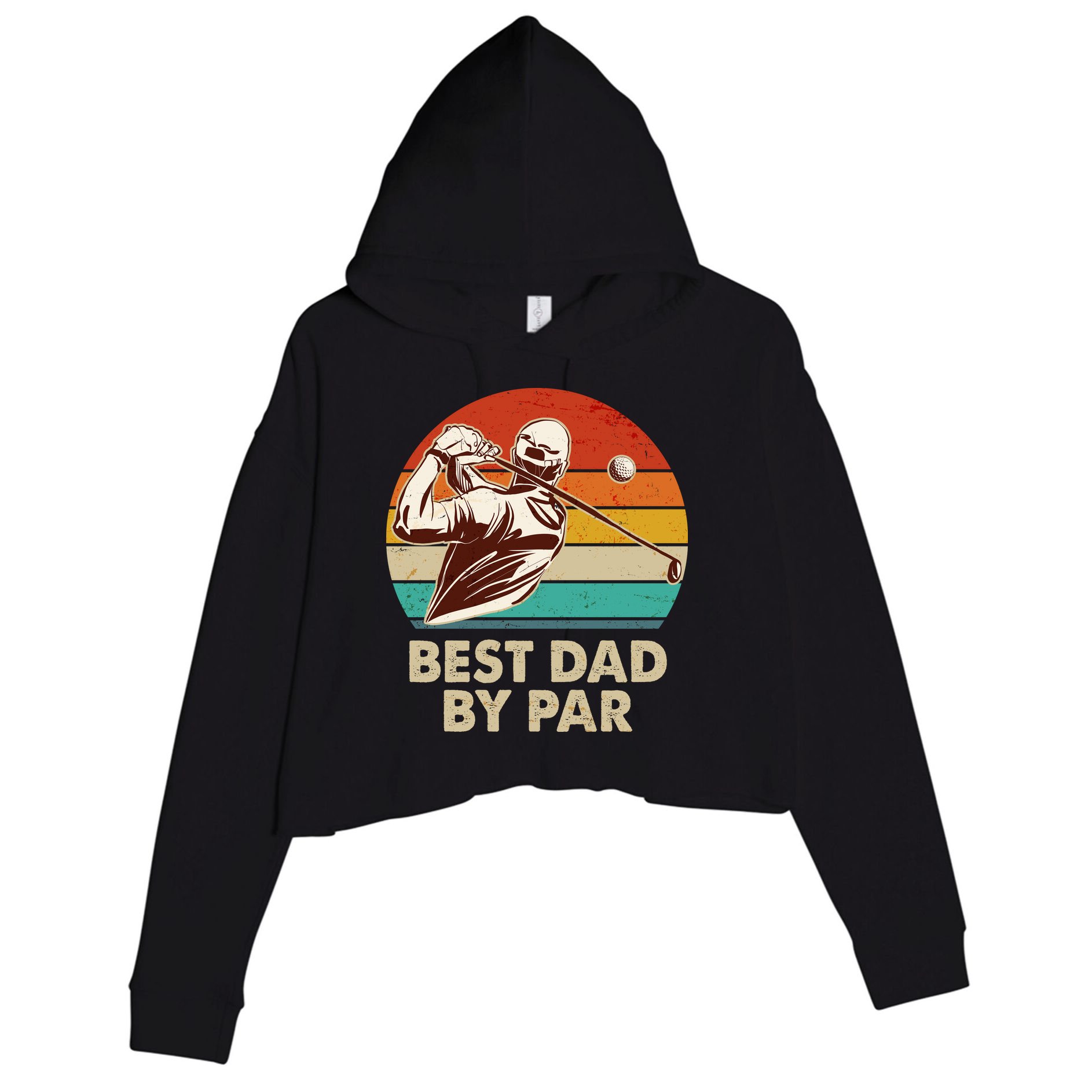 Vintage Retro Best Dad By Par Golfing Fan Crop Fleece Hoodie