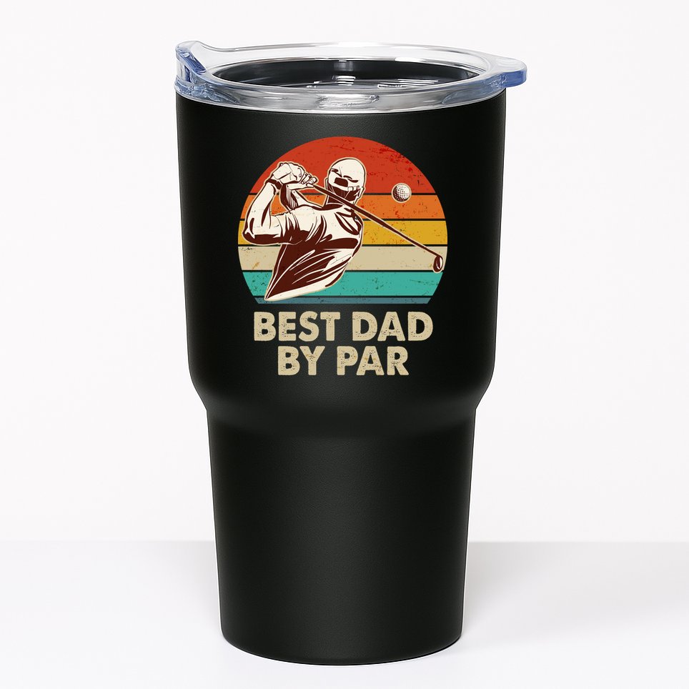 Vintage Retro Best Dad By Par Golfing Fan Tumbler