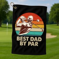 Vintage Retro Best Dad By Par Golfing Fan Golf Towel
