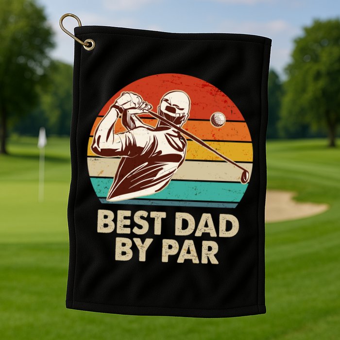 Vintage Retro Best Dad By Par Golfing Fan Golf Towel