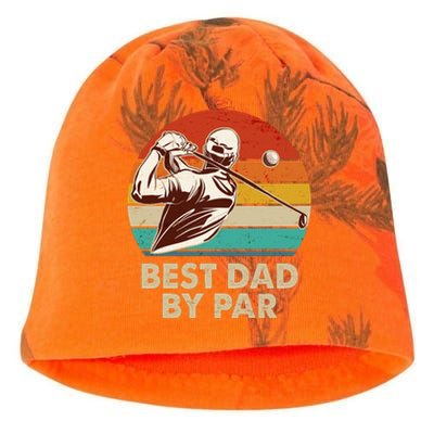 Vintage Retro Best Dad By Par Golfing Fan Kati - Camo Knit Beanie