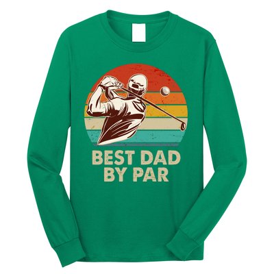 Vintage Retro Best Dad By Par Golfing Fan Long Sleeve Shirt