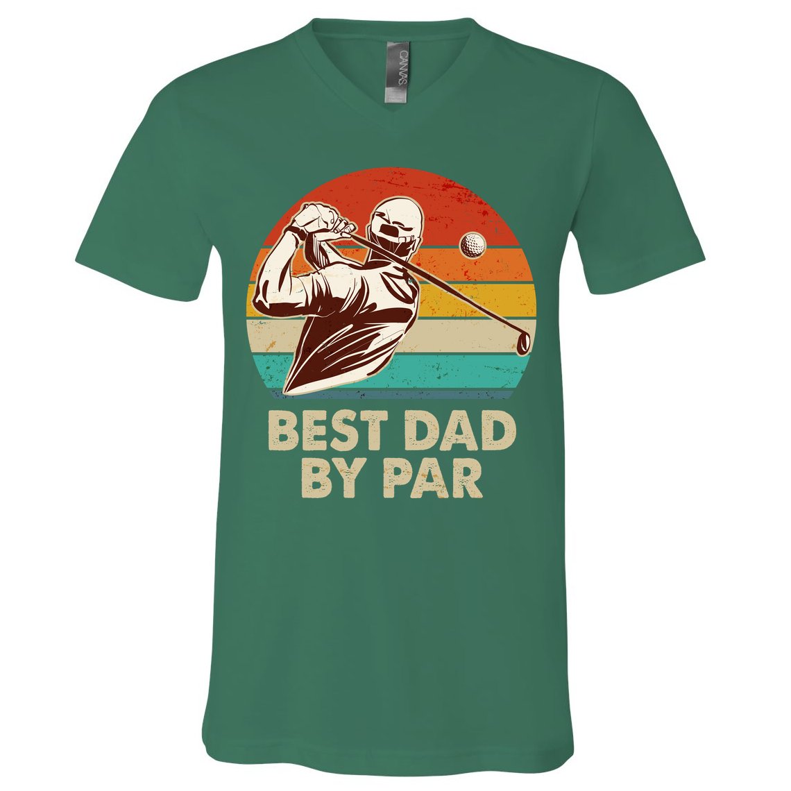 Vintage Retro Best Dad By Par Golfing Fan V-Neck T-Shirt