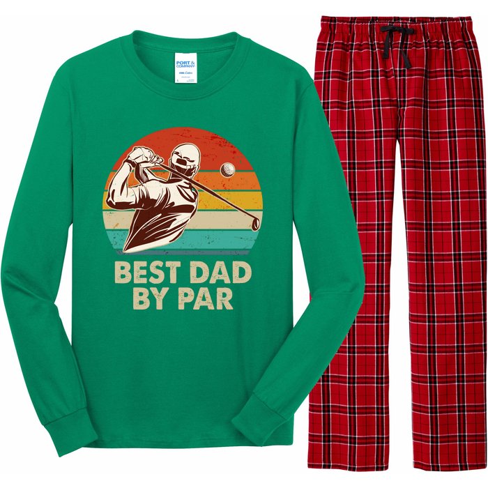 Vintage Retro Best Dad By Par Golfing Fan Long Sleeve Pajama Set