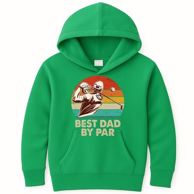 Vintage Retro Best Dad By Par Golfing Fan Kids Hoodie