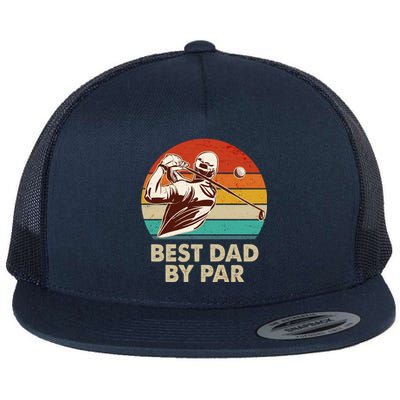 Vintage Retro Best Dad By Par Golfing Fan Flat Bill Trucker Hat