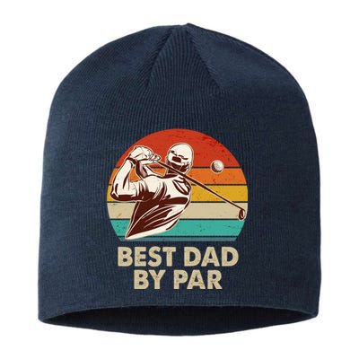 Vintage Retro Best Dad By Par Golfing Fan Sustainable Beanie