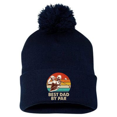 Vintage Retro Best Dad By Par Golfing Fan Pom Pom 12in Knit Beanie