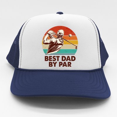 Vintage Retro Best Dad By Par Golfing Fan Trucker Hat