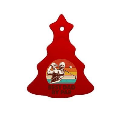 Vintage Retro Best Dad By Par Golfing Fan Ceramic Tree Ornament