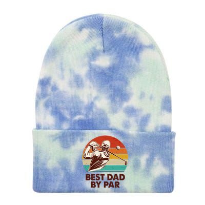 Vintage Retro Best Dad By Par Golfing Fan Tie Dye 12in Knit Beanie