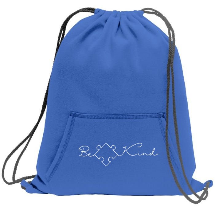 Vintage Retro Be Kind Puzzle Piece Autism Awareness Gift Sweatshirt Cinch Pack Bag